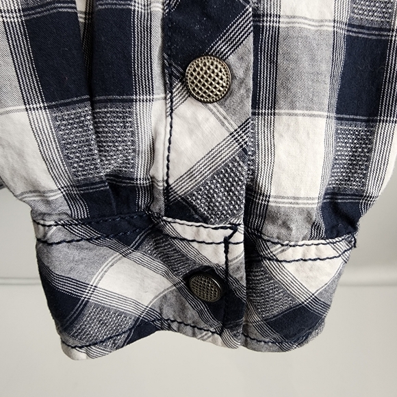 Helix Mens Button Down L/S Athletic Fit Western Snap Black White Shirt XL - Picture 5 of 6